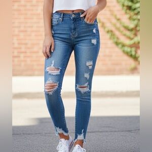 American Eagle Outfitters Ripped Blue Skinny Jeans